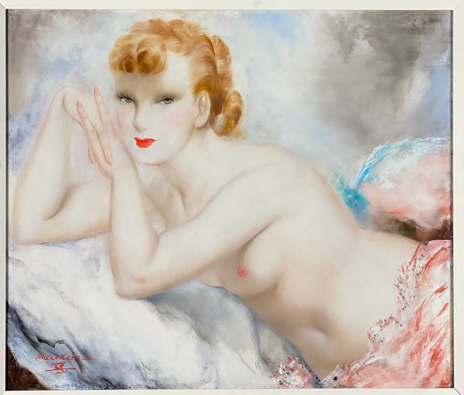 Micao Kono Jeune Femme Alanguie - Oil On Canvas- Hickmet Fine Arrts