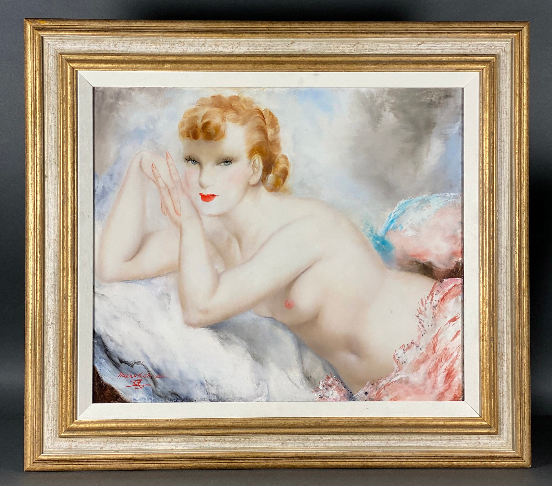 Micao Kono Jeune Femme Alanguie - Oil On Canvas- Hickmet Fine Arrts