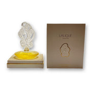 Songe Perfume bottle by Marie Claude Lalique An attractive limited edition clear and frosted glass scent bottle, the clear glass body containing the original Lalique perfume complete with a large frosted stopper, depicting a nude among waves - Hickmet Fine Arts
