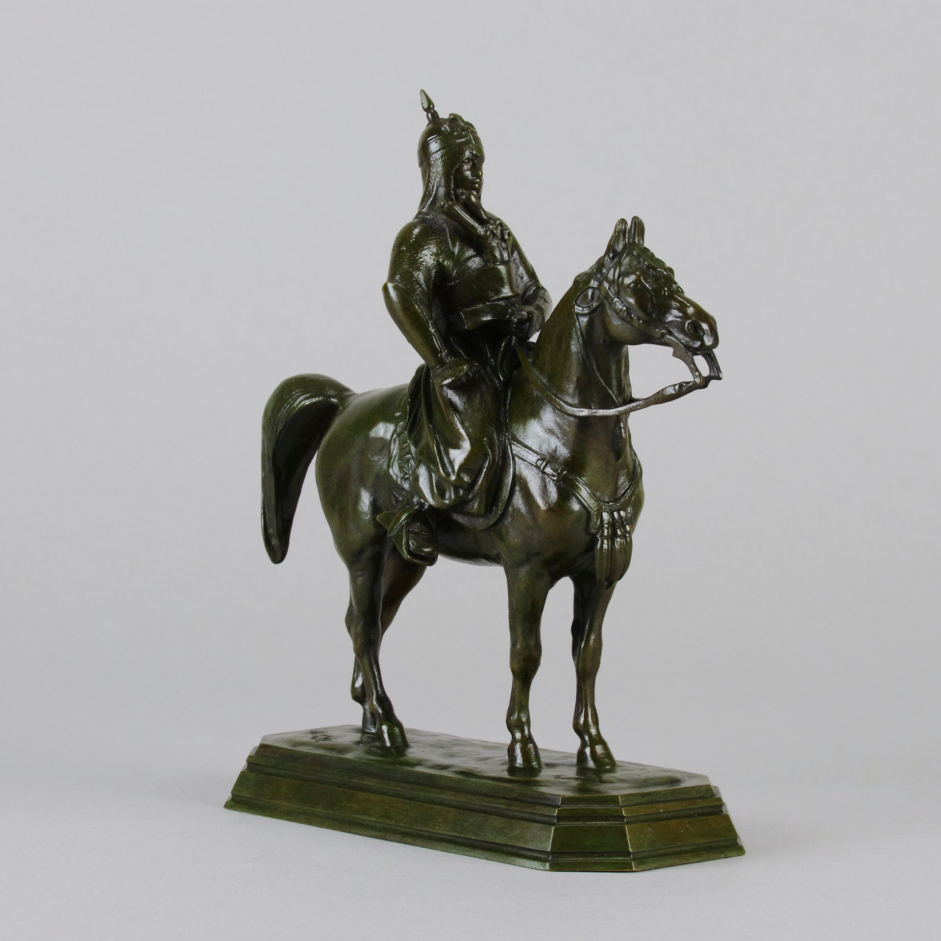 Guerrier du Caucase by Antoine Louis Barye - Antique Bronze Warrior on a horse - Hickmet Fine Arts