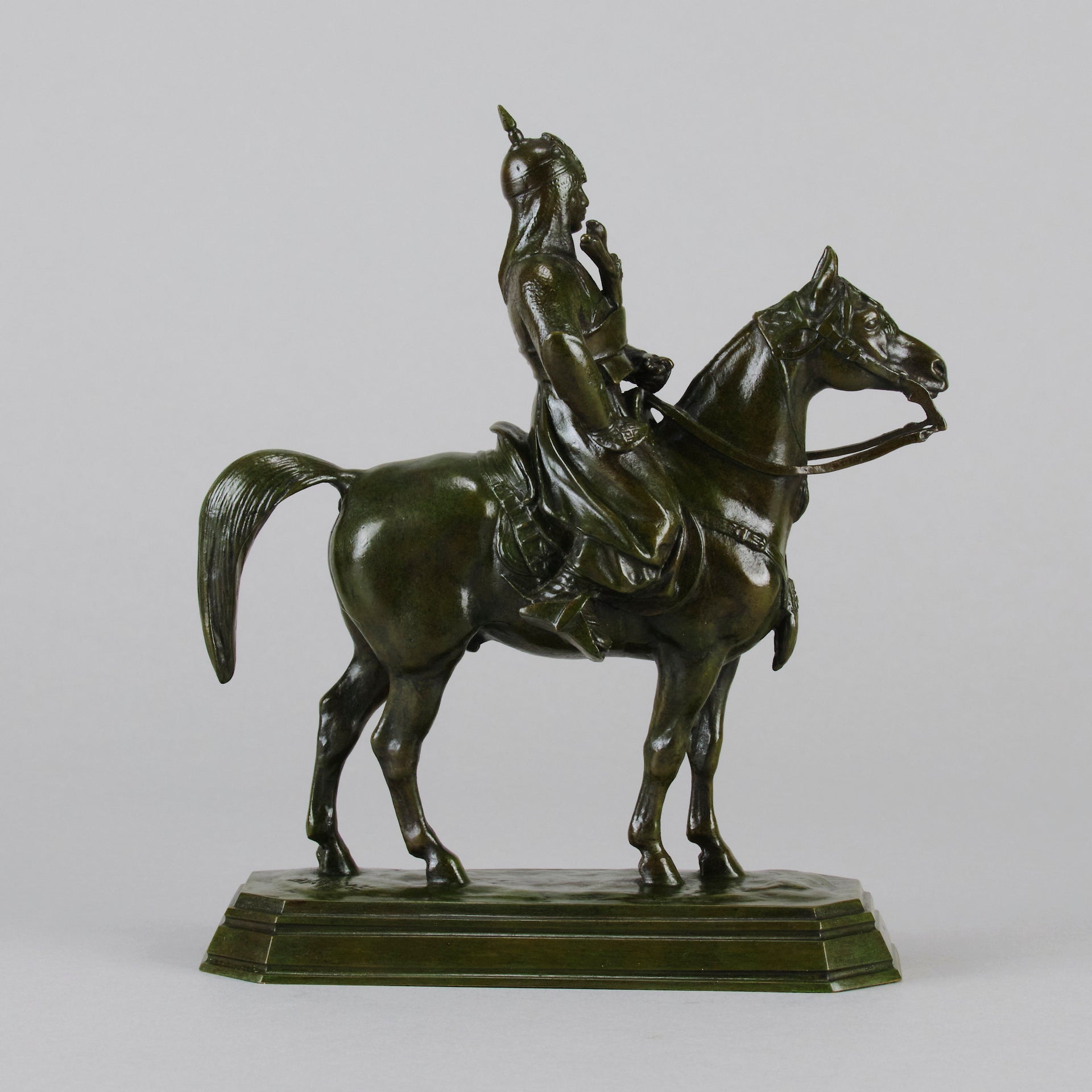 Guerrier du Caucase by Antoine Louis Barye - Antique Bronze Warrior on a horse - Hickmet Fine Arts