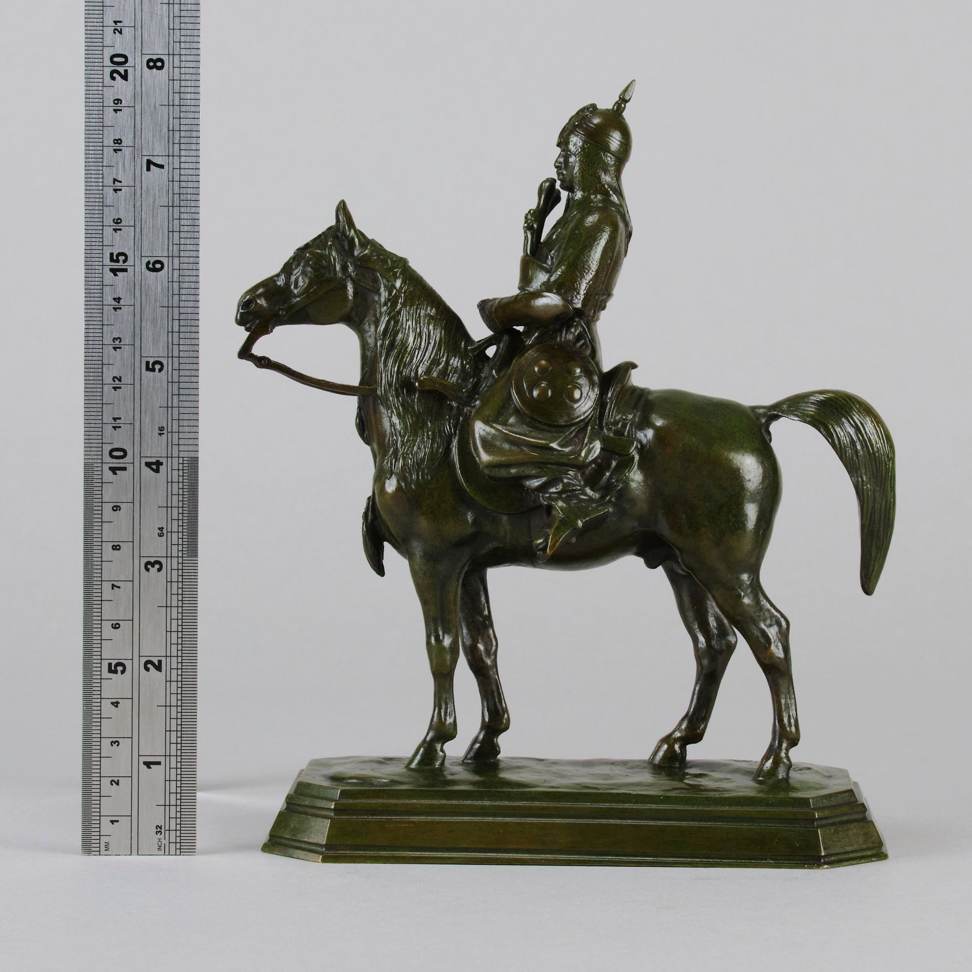 Guerrier du Caucase by Antoine Louis Barye - Antique Bronze Warrior on a horse - Hickmet Fine Arts