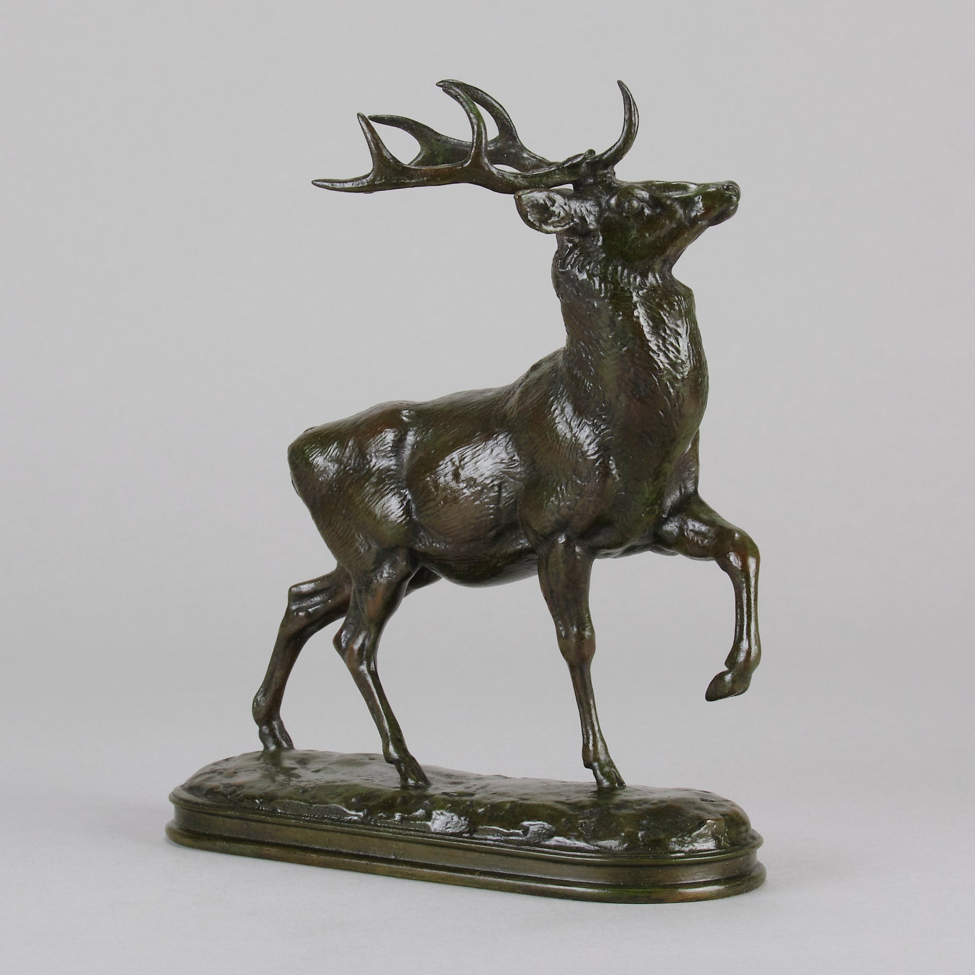 Barye "Cerf, La Jambe Levée" - Barye Bronze - Hickmet Fine Arts