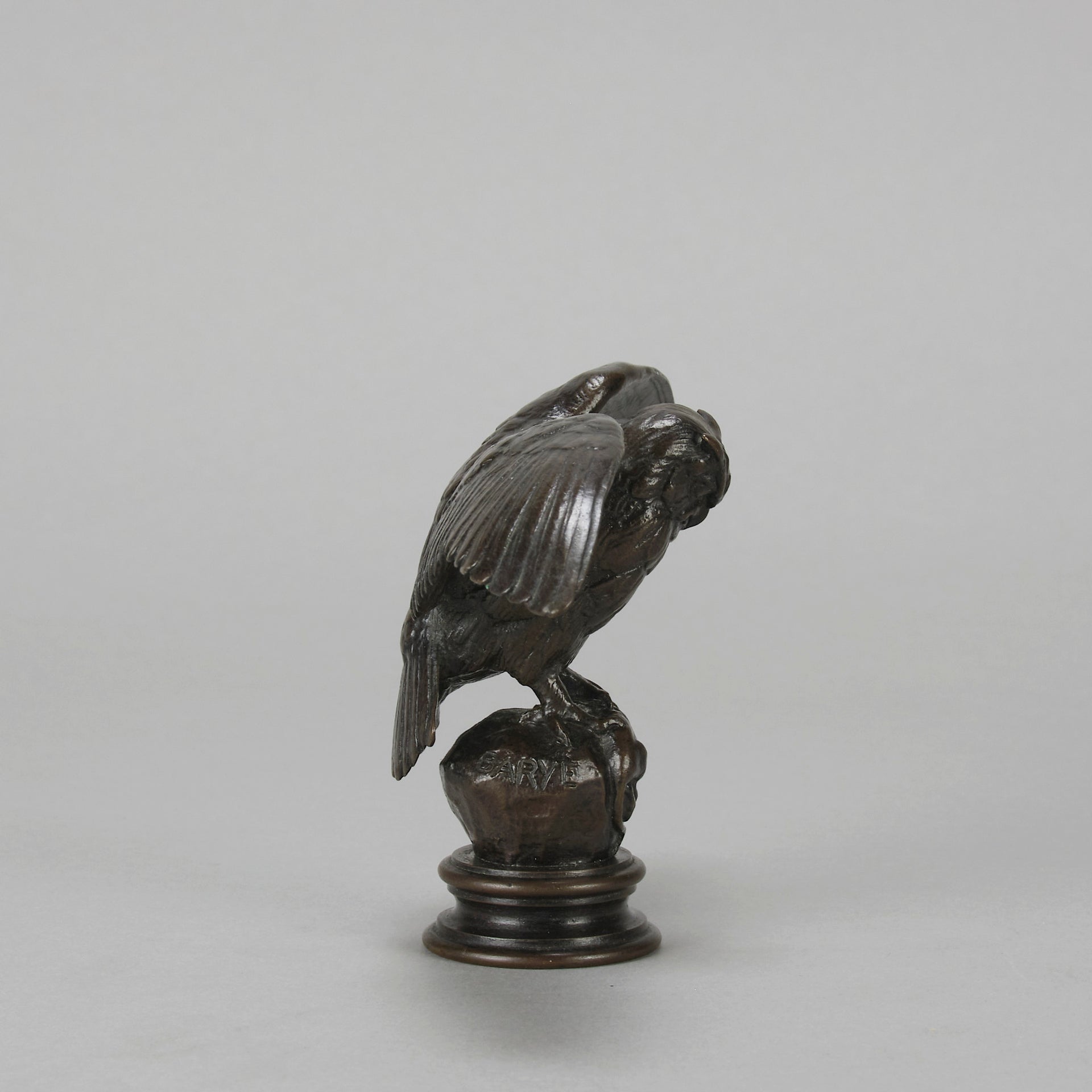 Hibou by Antoine Louis Barye - Antique Bronze Statue of an owl - Hickmet Fine Arts 