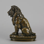 Antoine Louis Barye - Lion Assis - Antique Bronze - Hickmet Fine Arts