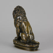 Antoine Louis Barye - Lion Assis - Antique Bronze - Hickmet Fine Arts