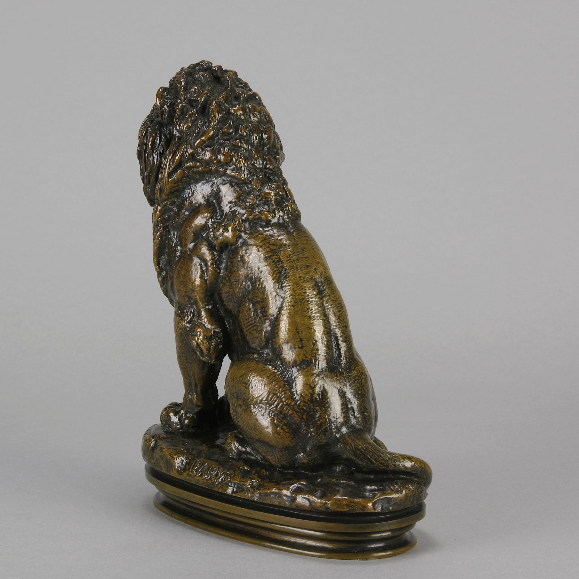 Antoine Louis Barye - Lion Assis - Antique Bronze - Hickmet Fine Arts