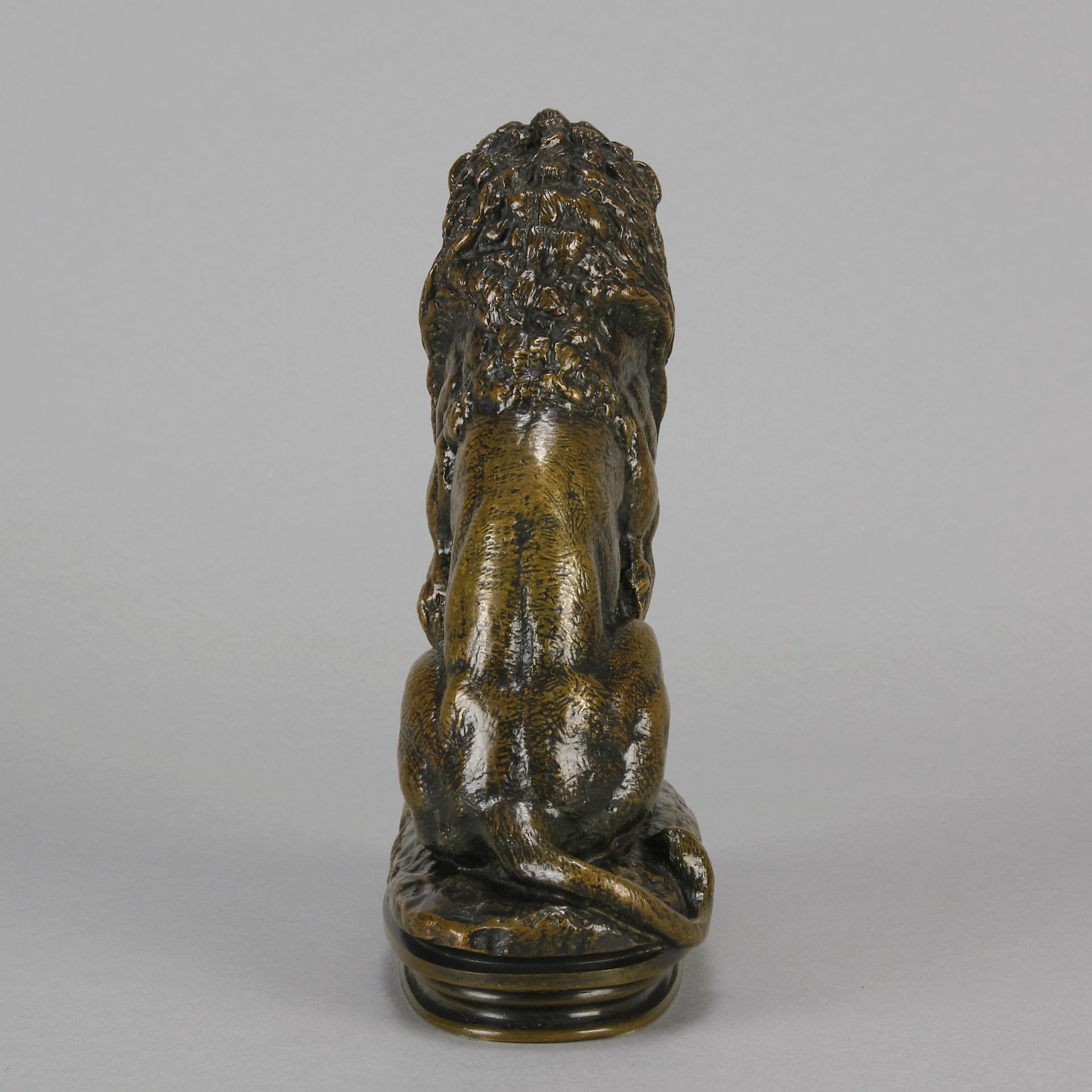 Antoine Louis Barye - Lion Assis - Antique Bronze - Hickmet Fine Arts