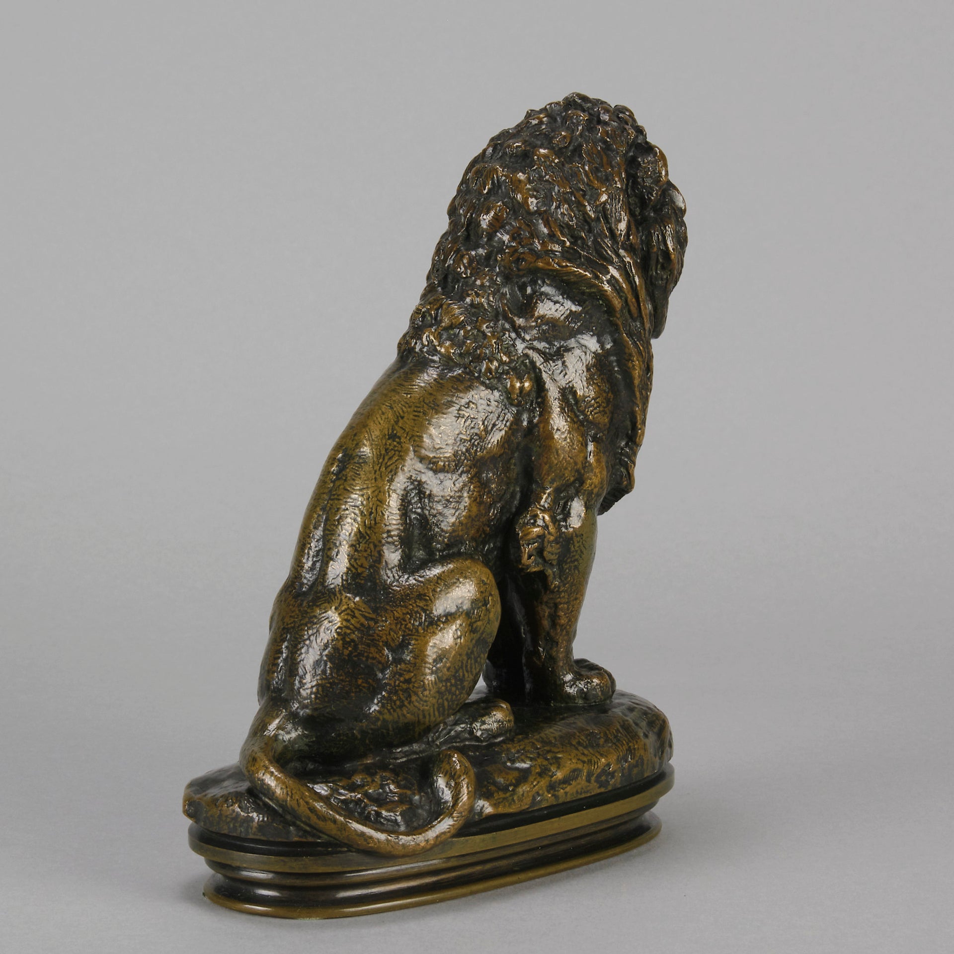 Antoine Louis Barye - Lion Assis - Antique Bronze - Hickmet Fine Arts