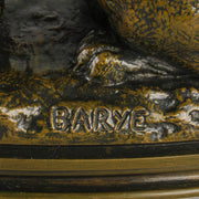 Antoine Louis Barye - Lion Assis - Antique Bronze - Hickmet Fine Arts