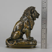 Antoine Louis Barye - Lion Assis - Antique Bronze - Hickmet Fine Arts