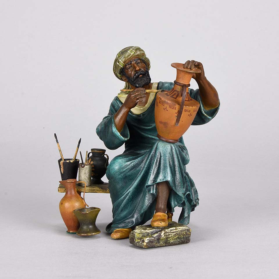 “Arab Potter” Bronze by Franz Bergman