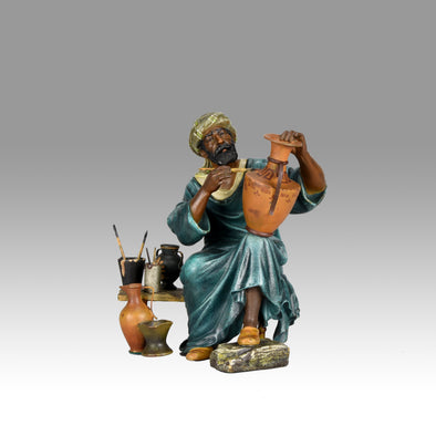 “Arab Potter” Bronze by Franz Bergman