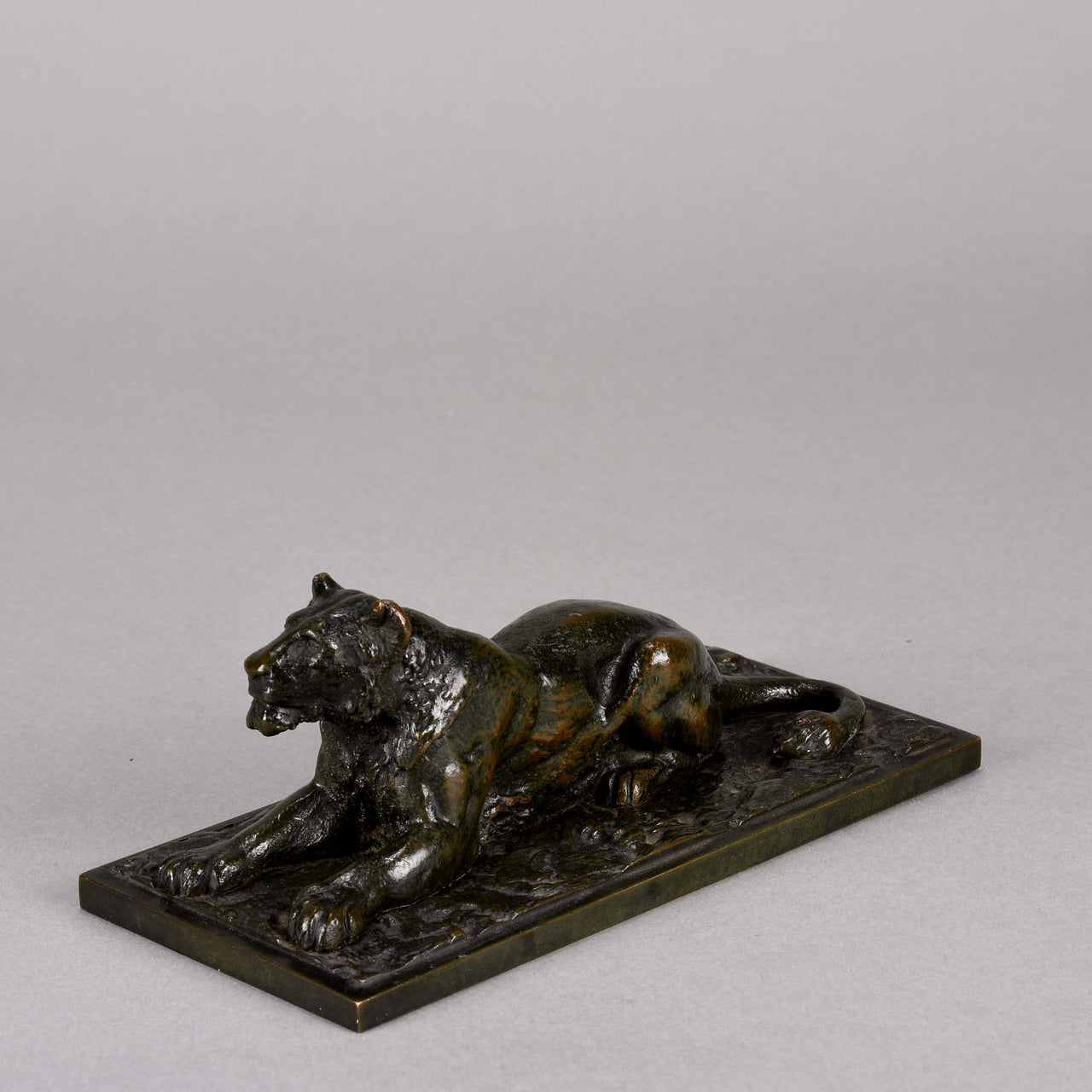Barye Bronze - Lionne Couchee - Animalier Bronze - Hickmet Fine Arts 