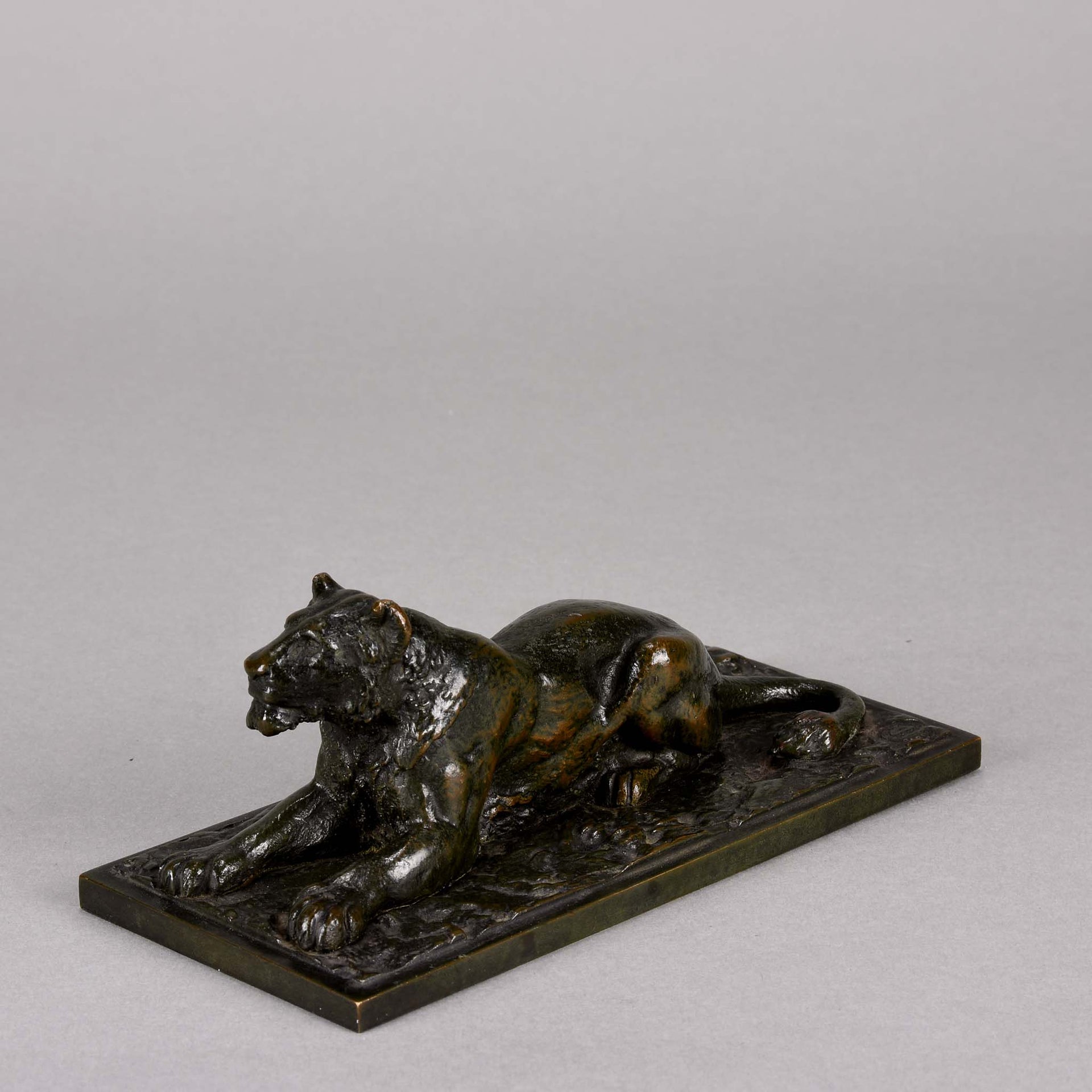 Barye Bronze - Lionne Couchee - Animalier Bronze - Hickmet Fine Arts 