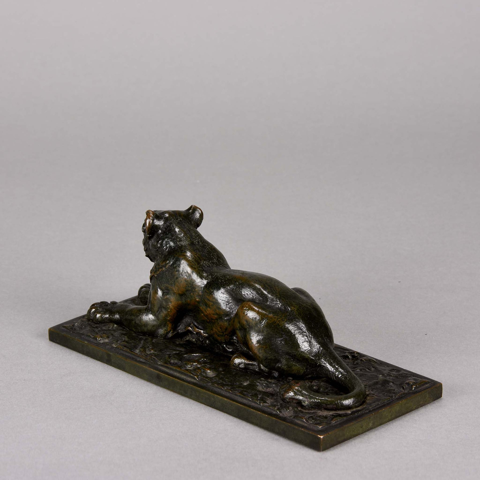 Barye Bronze - Lionne Couchee - Animalier Bronze - Hickmet Fine Arts 
