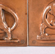 Panther and Leopard Plaques by Antoine L Barye one decorated with a striding panther the other of a striding leopard. The bronze plaques with excellent hand chased surface detail and very fine rich mid to golden brown patina