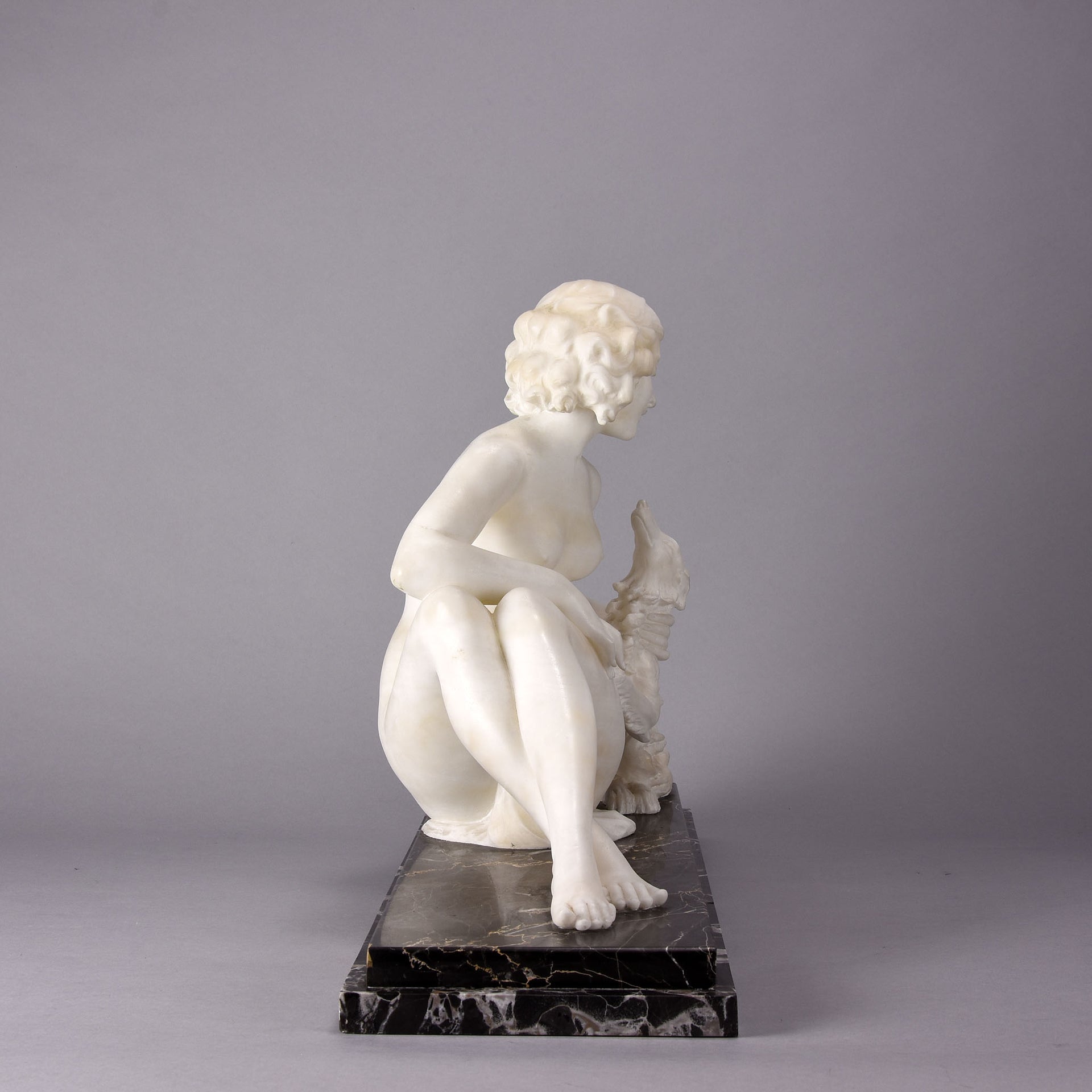 Girl & Afghan Hound - Alberto Saccardi Alabaster - Hickmet Fine Arts