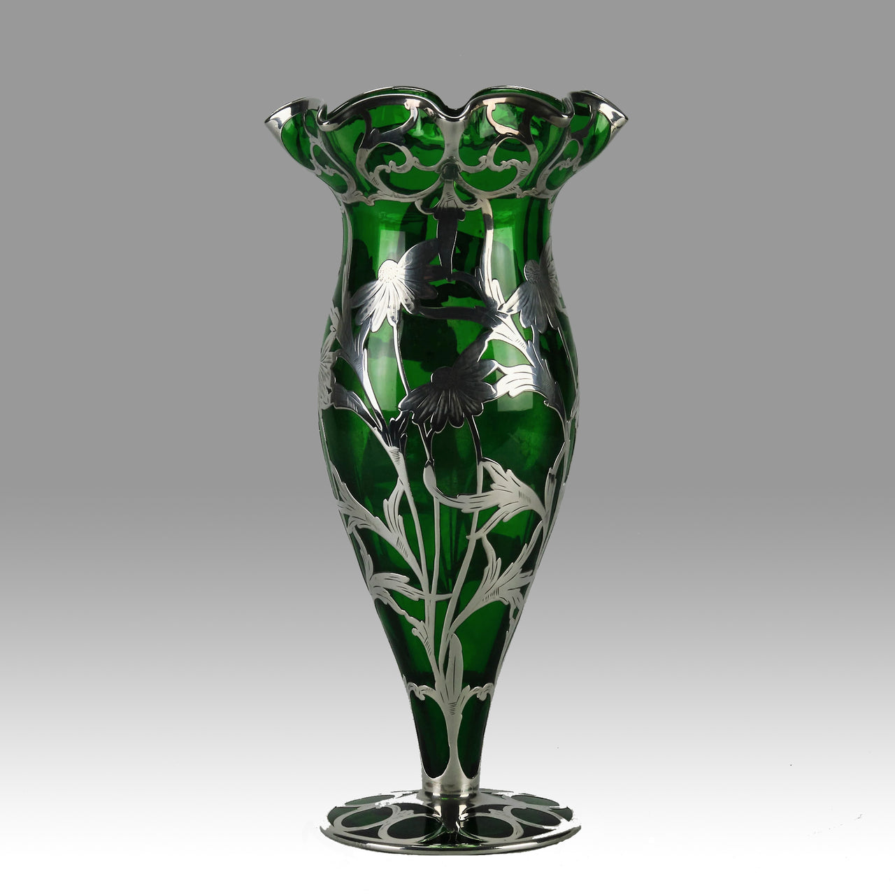 Alvin SIlvered Glass Vase
