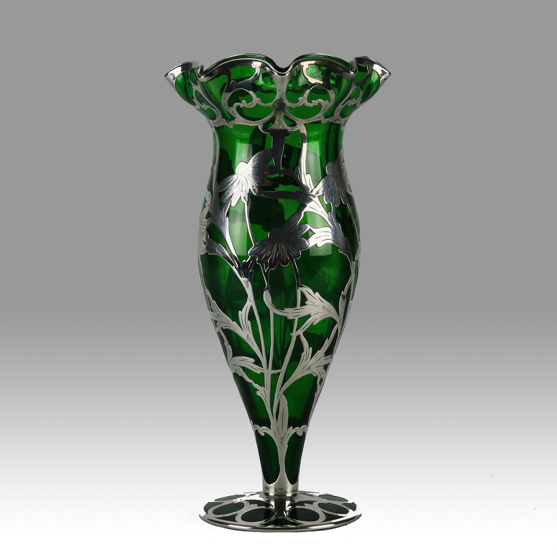 Alvin SIlvered Glass Vase