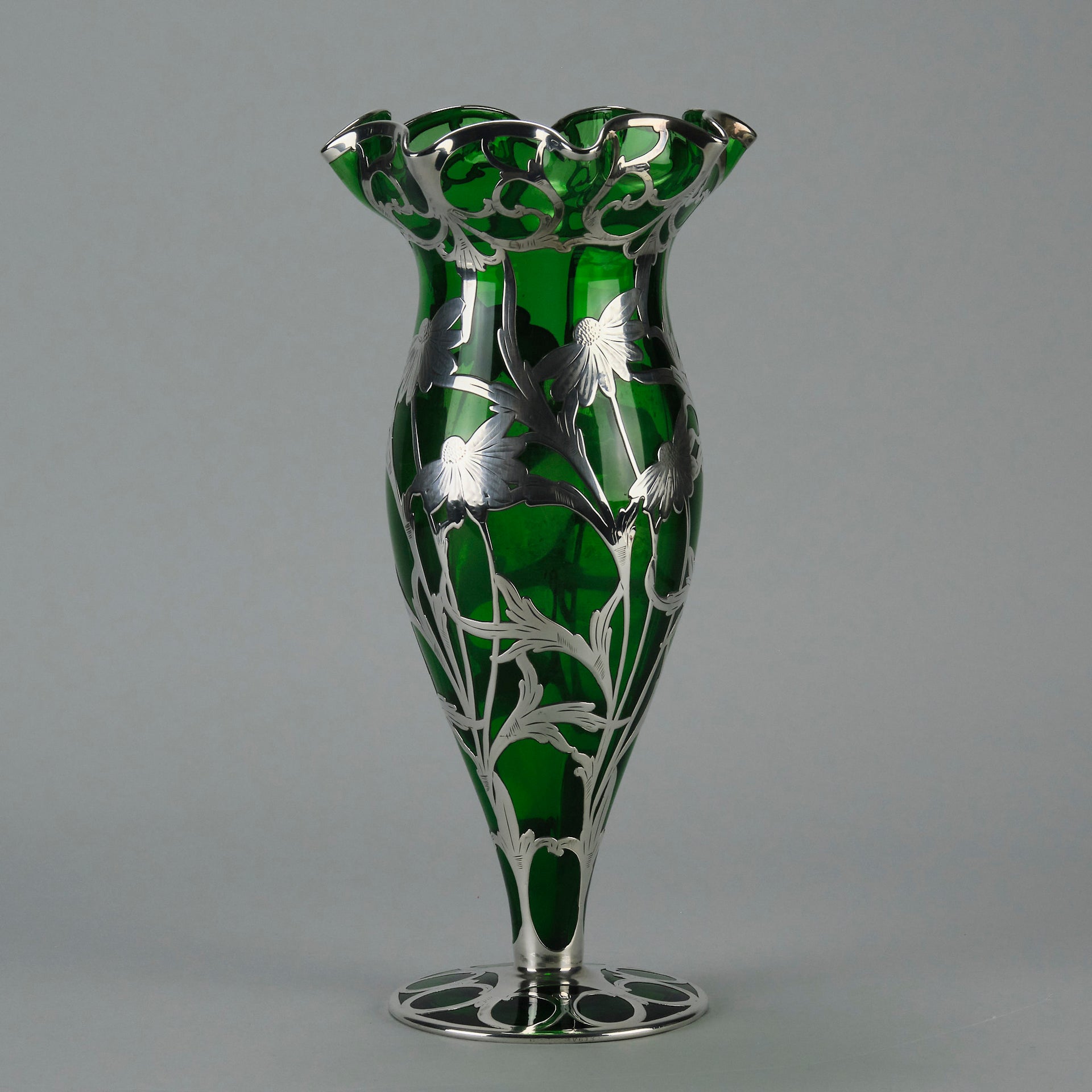 Alvin SIlvered Glass Vase