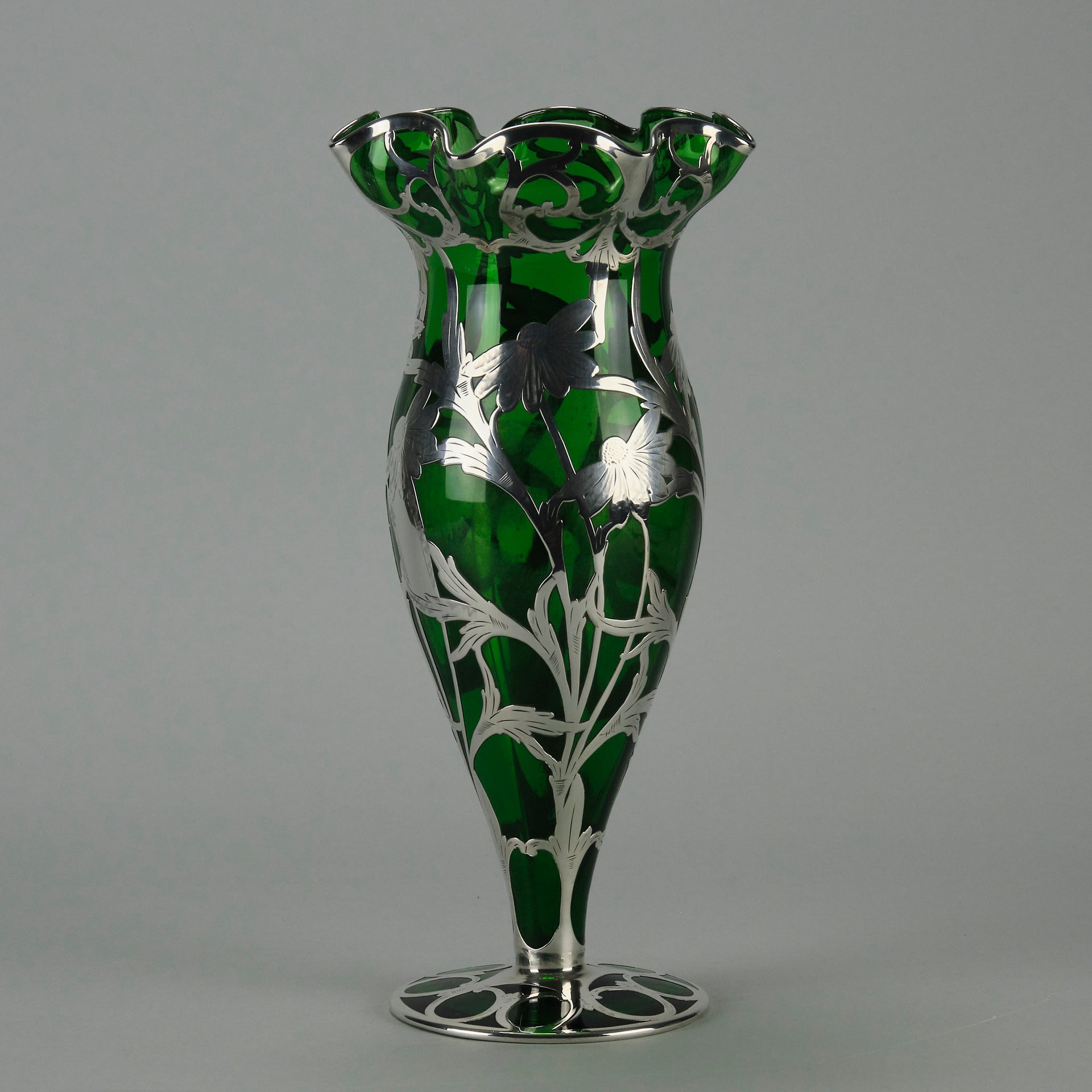 Alvin SIlvered Glass Vase