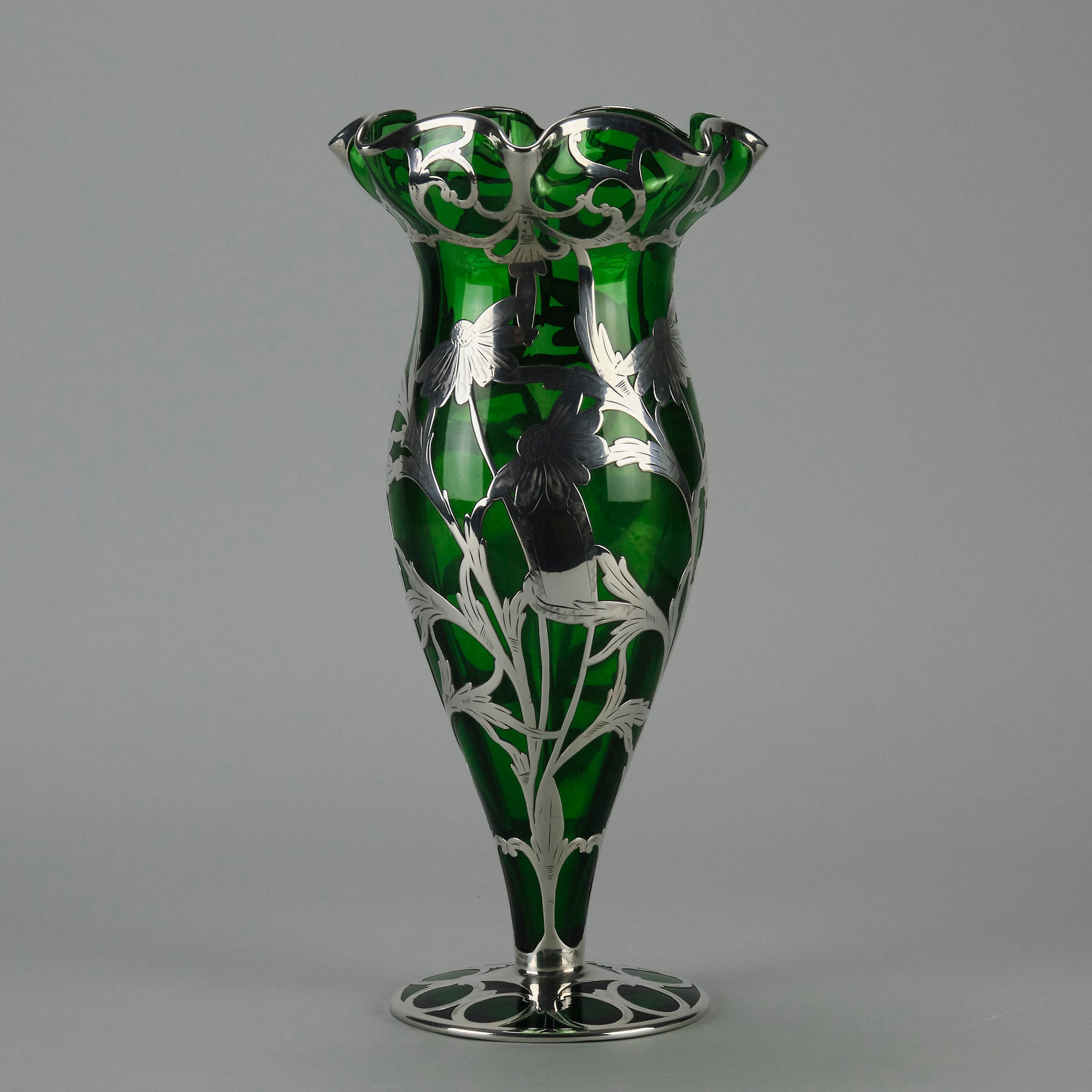 Alvin SIlvered Glass Vase