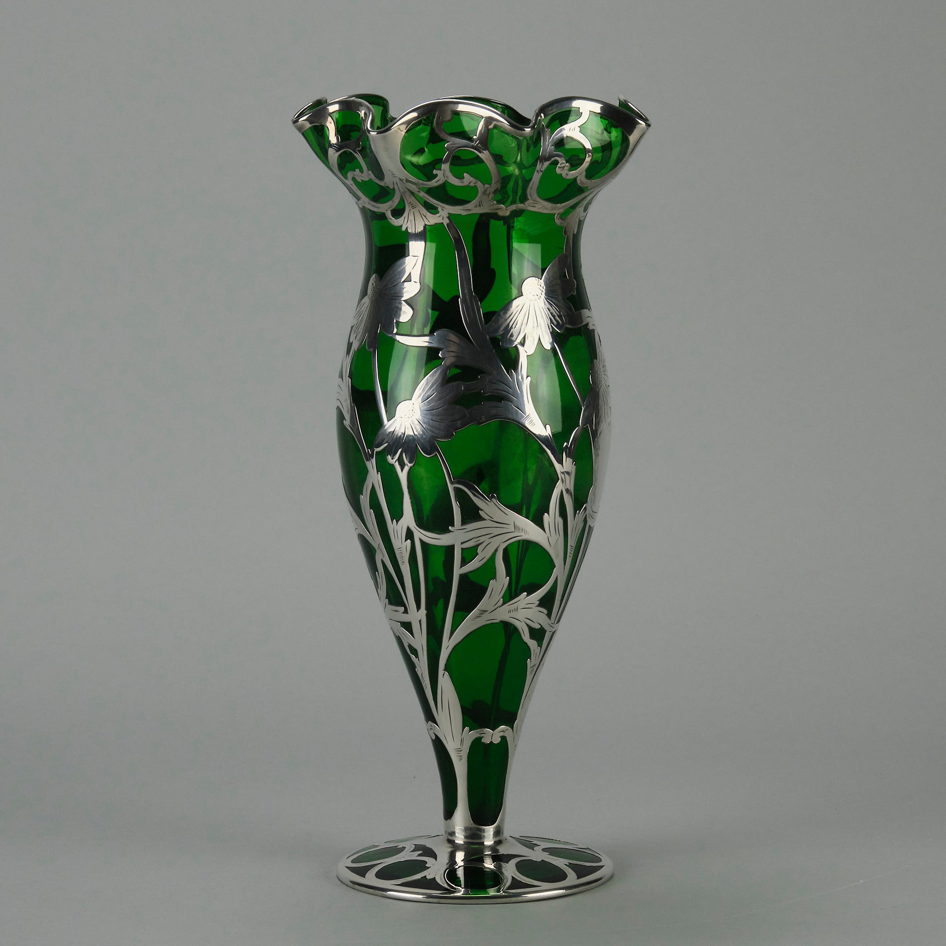 Alvin SIlvered Glass Vase