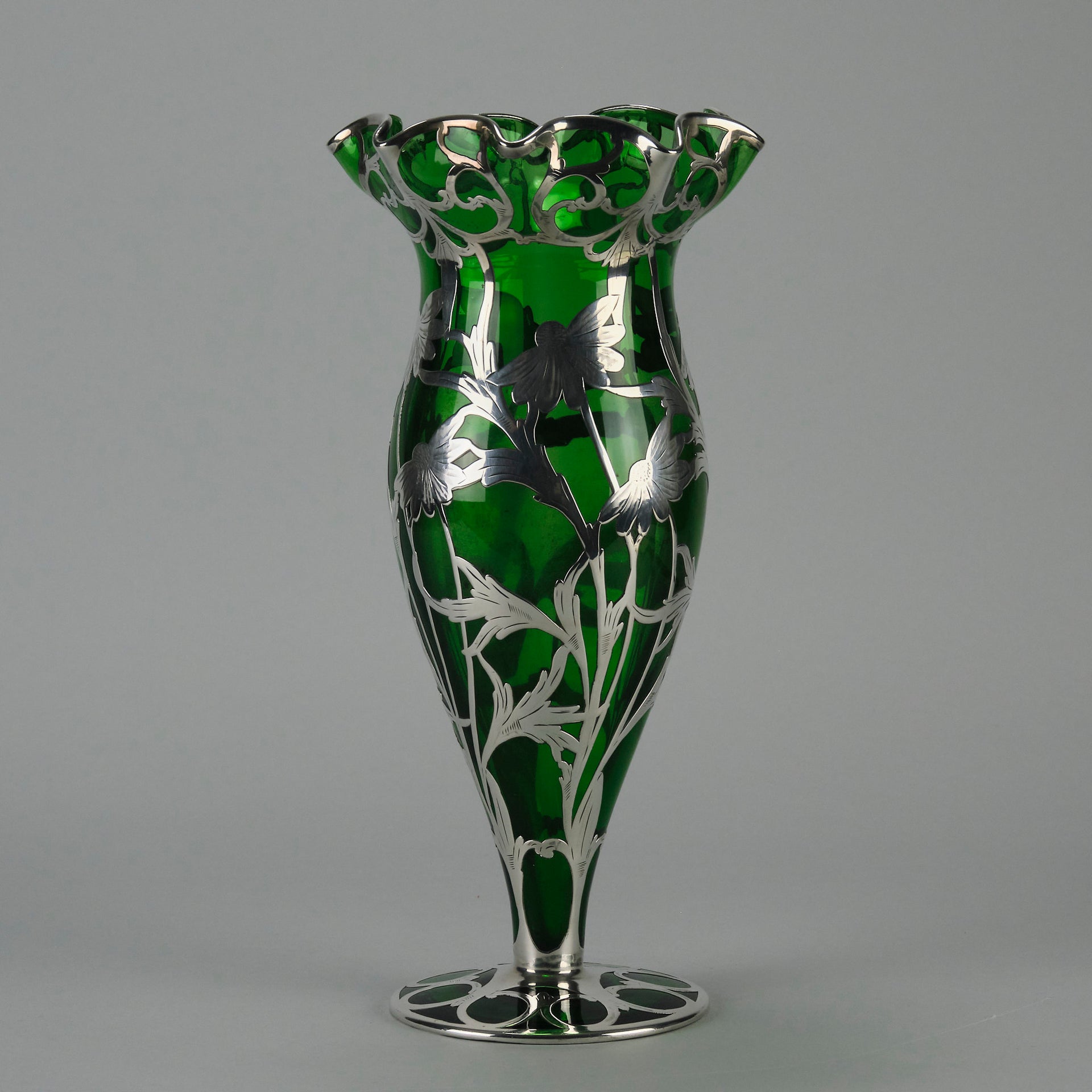 Alvin SIlvered Glass Vase