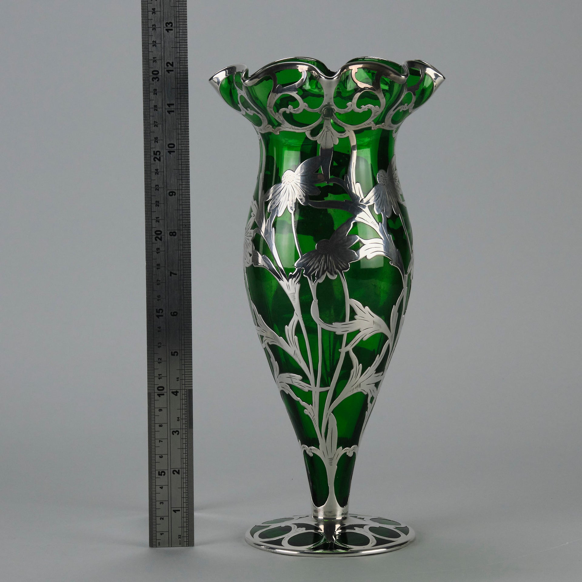 Alvin SIlvered Glass Vase