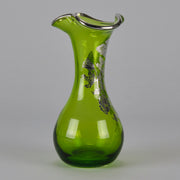American Art Nouveau Glass Vase - Iridescent green silvered vase - Art Nouveau Glass - Hickmet Fine Art