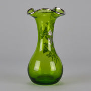 American Art Nouveau Glass Vase - Iridescent green silvered vase - Art Nouveau Glass - Hickmet Fine Art