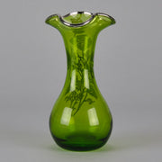 American Art Nouveau Glass Vase - Iridescent green silvered vase - Art Nouveau Glass - Hickmet Fine Art
