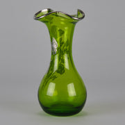American Art Nouveau Glass Vase - Iridescent green silvered vase - Art Nouveau Glass - Hickmet Fine Art