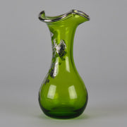 American Art Nouveau Glass Vase - Iridescent green silvered vase - Art Nouveau Glass - Hickmet Fine Art