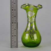 American Art Nouveau Glass Vase - Iridescent green silvered vase - Art Nouveau Glass - Hickmet Fine Art
