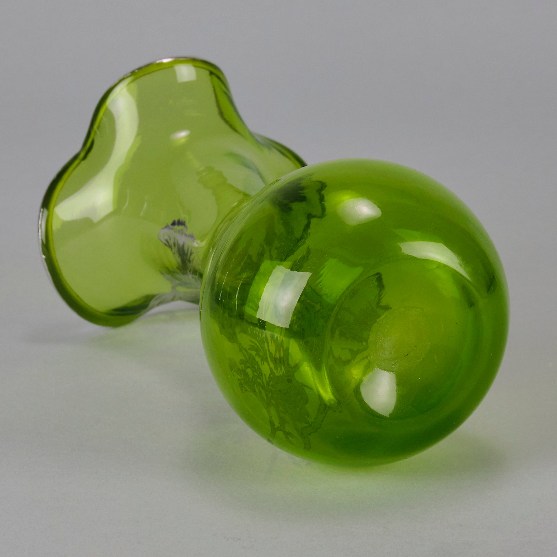 American Art Nouveau Glass Vase - Iridescent green silvered vase - Art Nouveau Glass - Hickmet Fine Art