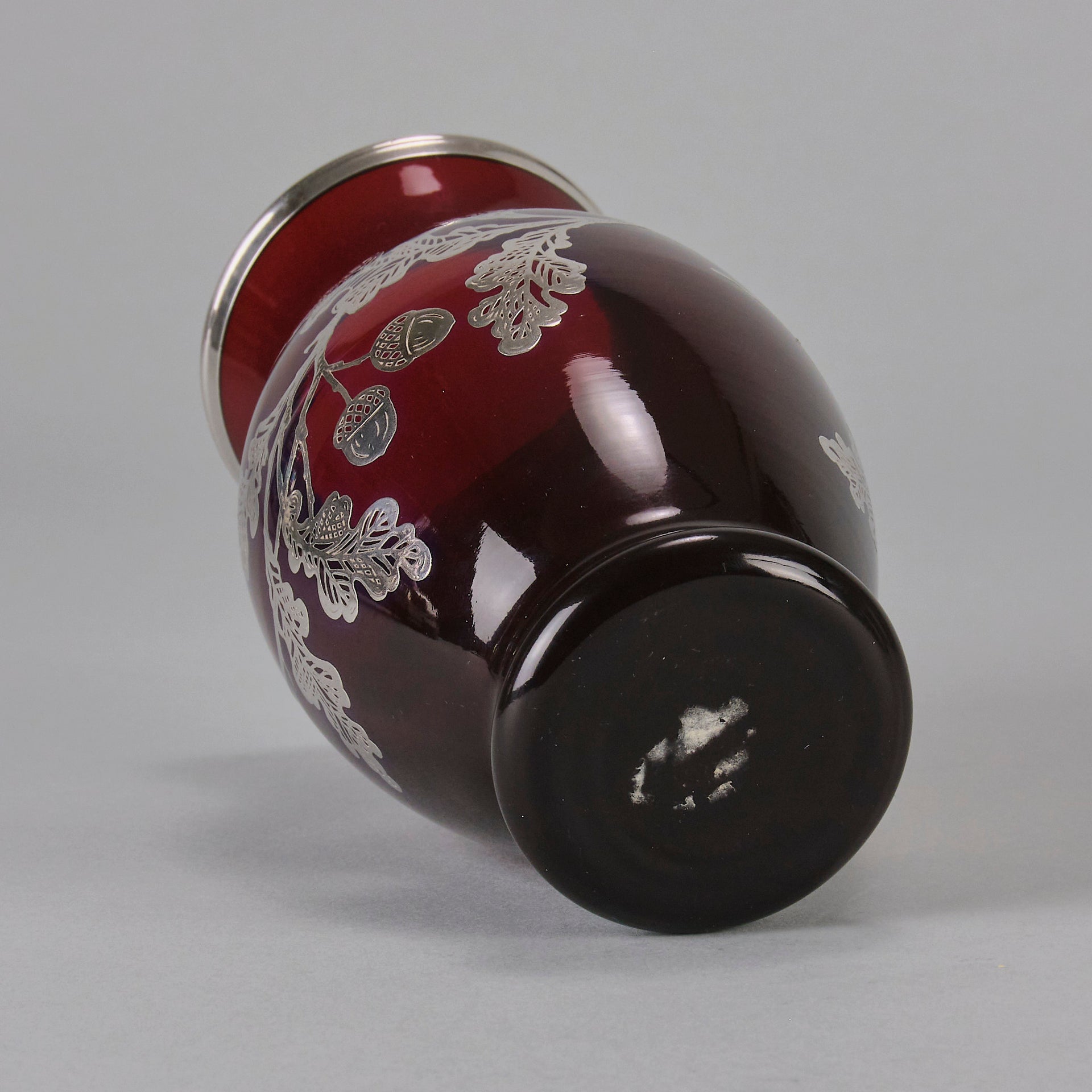 American Glass Floral Silvered Vase - Hickmet Fine Arts