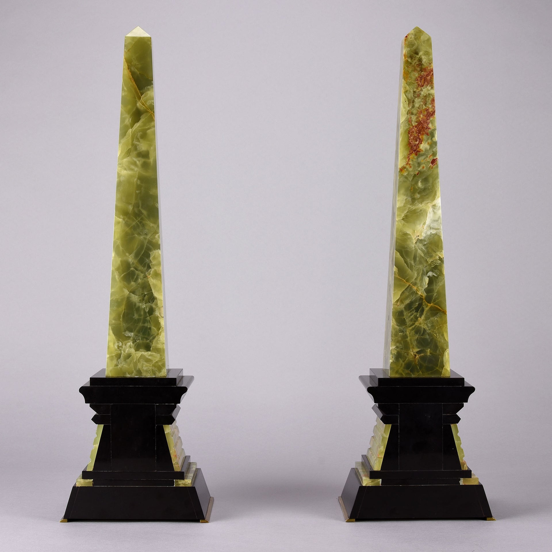 Marble & Onyx - Pair of Art Deco Obelisks - Hickmet Fine Arts 