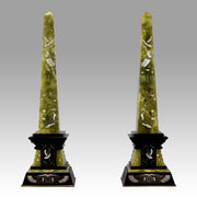 Marble & Onyx - Pair of Art Deco Obelisks - Hickmet Fine Arts 