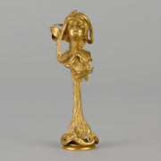Art Nouveau Desk Seal a very fine early 20th Century French gilt bronze desk seal modelled as the head and shoulders of an Art Nouveau maiden with organic theme decorated with flowers