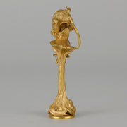 Art Nouveau Desk Seal a very fine early 20th Century French gilt bronze desk seal modelled as the head and shoulders of an Art Nouveau maiden with organic theme decorated with flowers