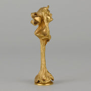 Art Nouveau Desk Seal a very fine early 20th Century French gilt bronze desk seal modelled as the head and shoulders of an Art Nouveau maiden with organic theme decorated with flowers