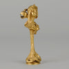 Art Nouveau Desk Seal a very fine early 20th Century French gilt bronze desk seal modelled as the head and shoulders of an Art Nouveau maiden with organic theme decorated with flowers
