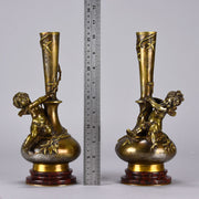 Auguste Moreau Bronze - Art Nouveau Putto Vases - Hickmet Fine Arts