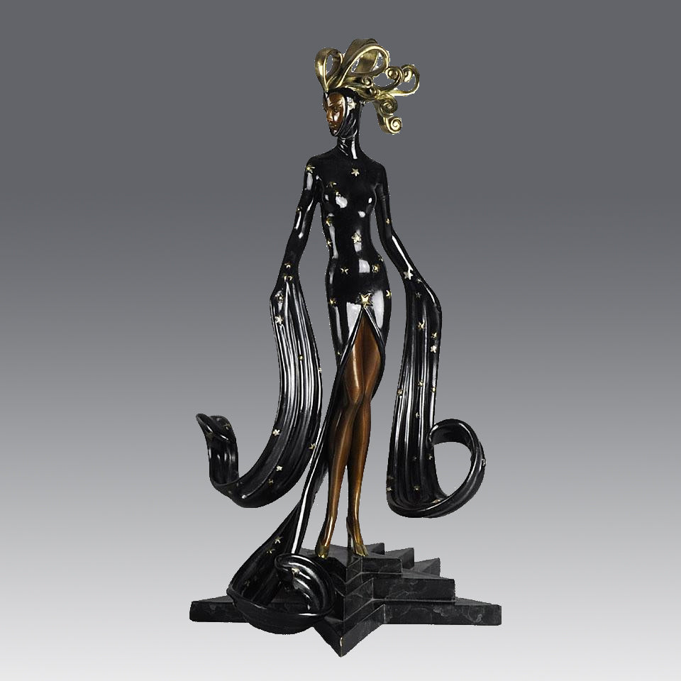 Erté Bronze Sculpture Bal Tabarin - Cold Painted Bronze - Hickmet Fine Arts