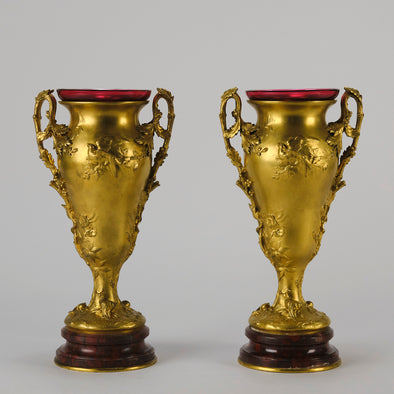 Barbedienne Bronze Vases - Antique Bronze - Hickmet Fine Arts 