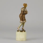 Fur Coat by Barner An excellent early 20th Century Austrian bronze figure of an Art Deco beauty in a large fur coat - Hickmet Fine Arts