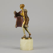 Fur Coat by Barner An excellent early 20th Century Austrian bronze figure of an Art Deco beauty in a large fur coat - Hickmet Fine Arts