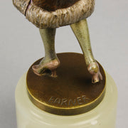 Fur Coat by Barner An excellent early 20th Century Austrian bronze figure of an Art Deco beauty in a large fur coat - Hickmet Fine Arts